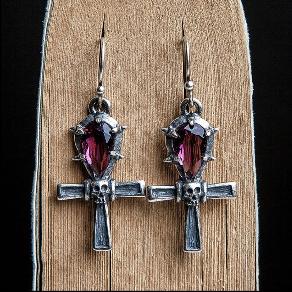 Halloween Earrings Sterling Silver 925 Anka Cross Earrings